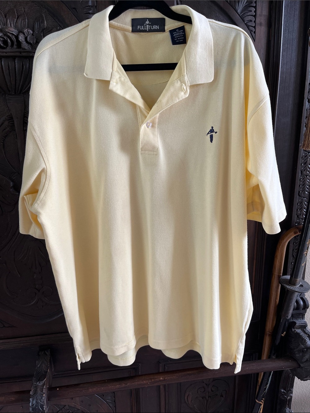 Men's Pale Yellow Polo with Embroidered Logo XL